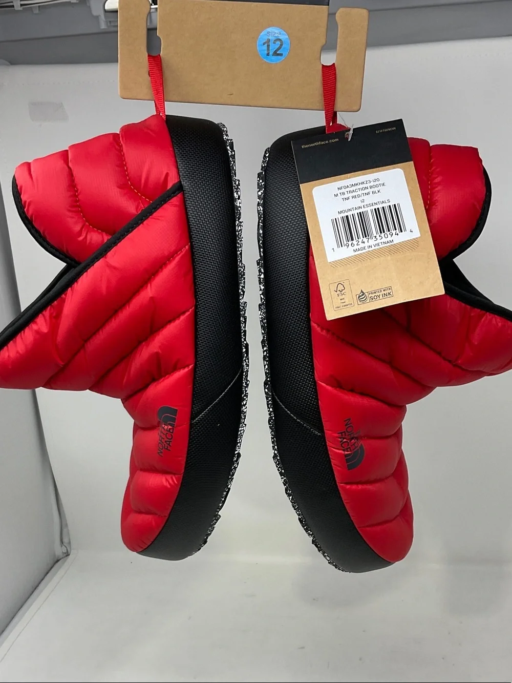 The North Face Red and Black Insulated Slip-On Mules